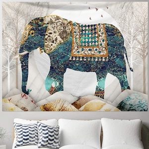 Floral Indie Elephant Hippie Tapestry Wall Tapestry Bedspread/Indoor HippieDecor